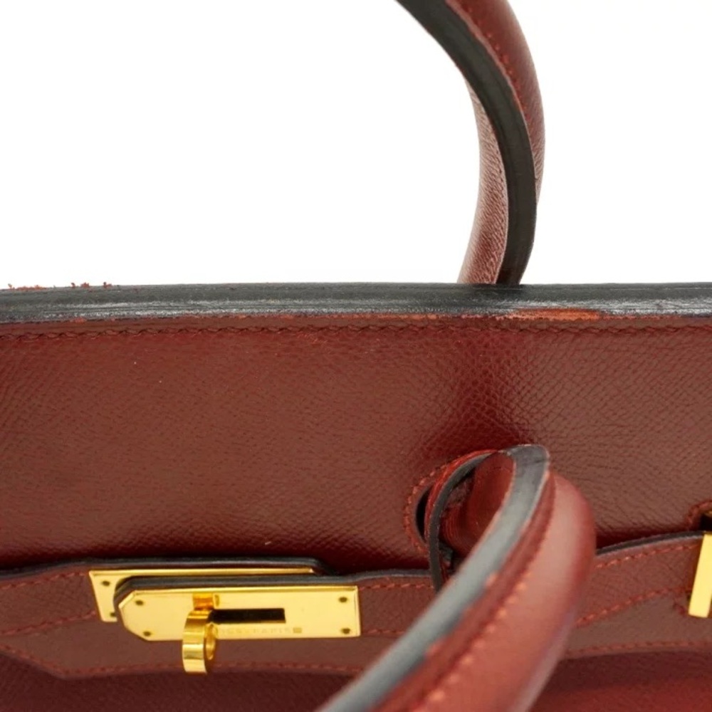 Authentic HERMES BIRKIN 35 Courchevel Rouge H burgundy leather bag - Picture 11 of 15